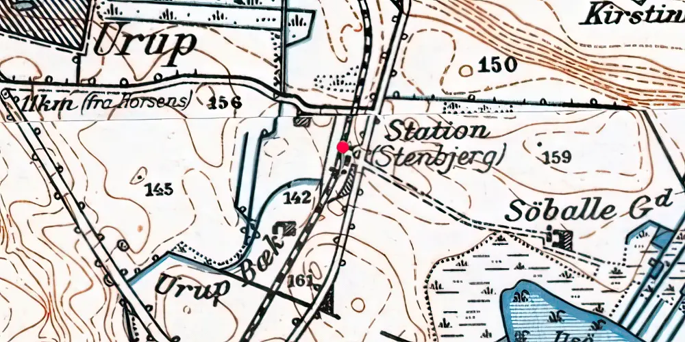 Historisk kort over Stenbjerg Station [1899-1964]