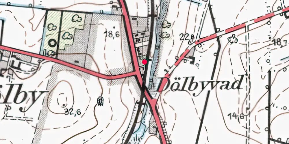 Historisk kort over Dølbyvad Billetsalgssted [1926-1939]