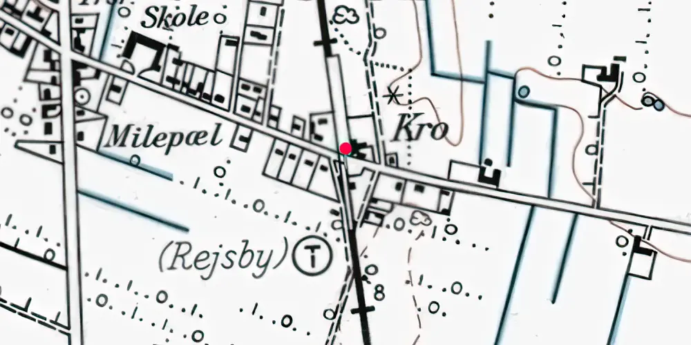 Historisk kort over Rejsby Trinbræt med Sidespor [1962-1970]