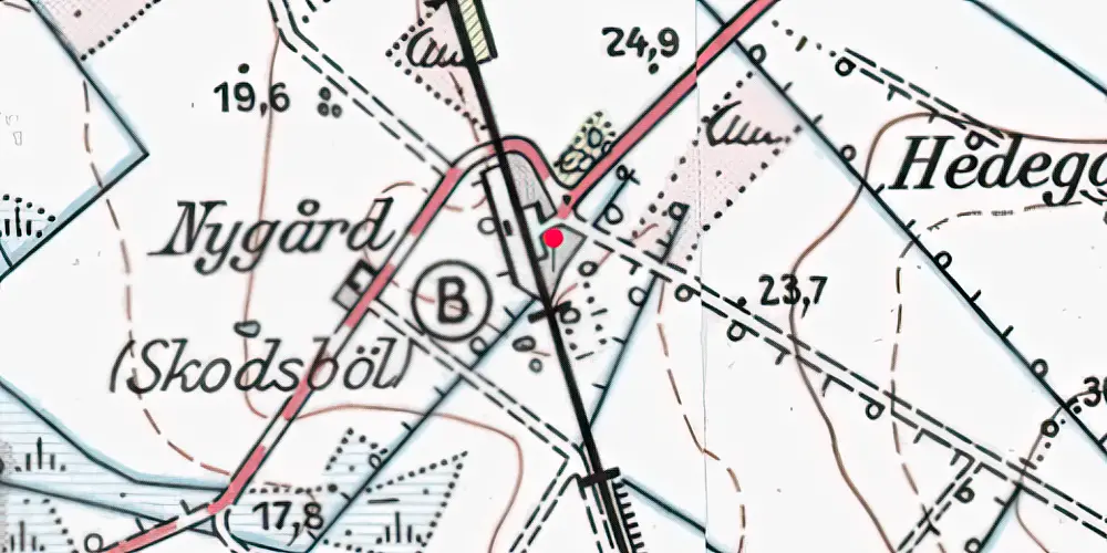Historisk kort over Skodsbøl Billetsalgssted [1889-1929]
