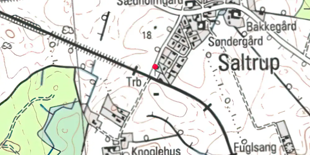 Historisk kort over Saltrup Trinbræt med Sidespor [1952-1965]