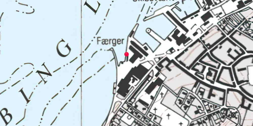 Historisk kort over Rudkøbing Færgetrinbræt [1926-1962]
