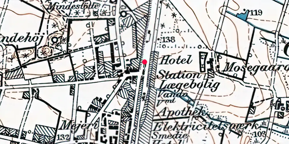 Historisk kort over Ølgod Station [1875-1970]
