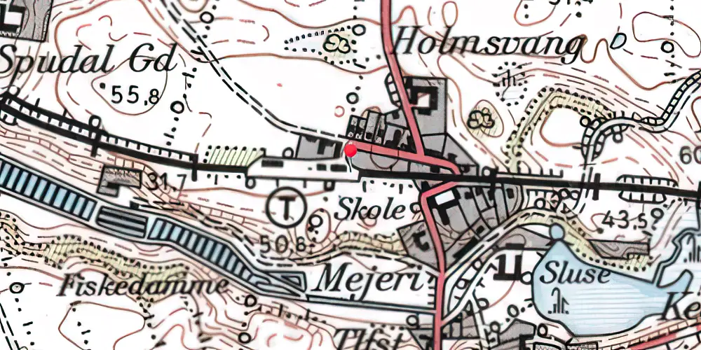 Historisk kort over Døstrup (Himmerland) Station