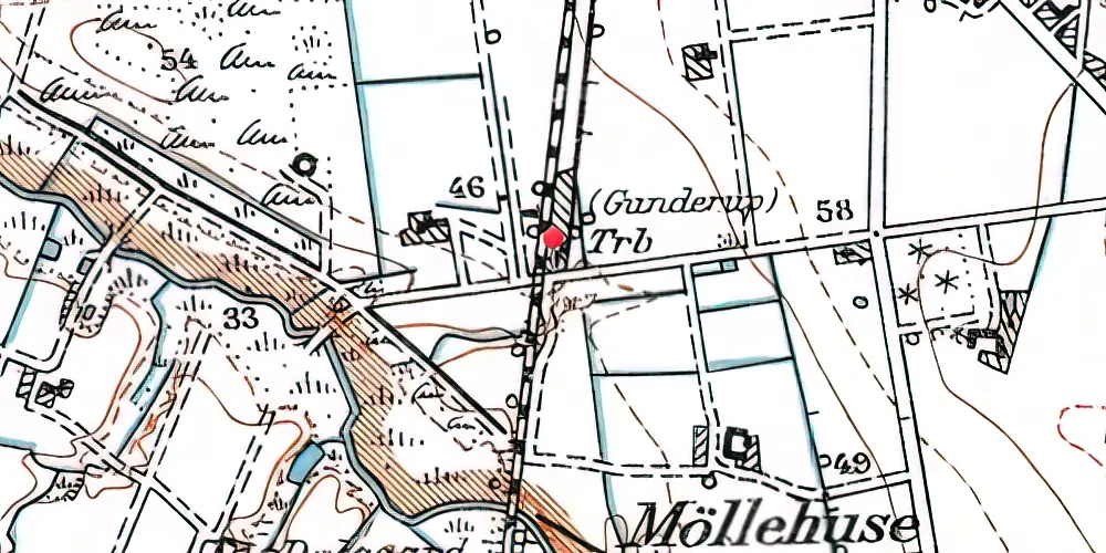 Historisk kort over Gunderup Trinbræt