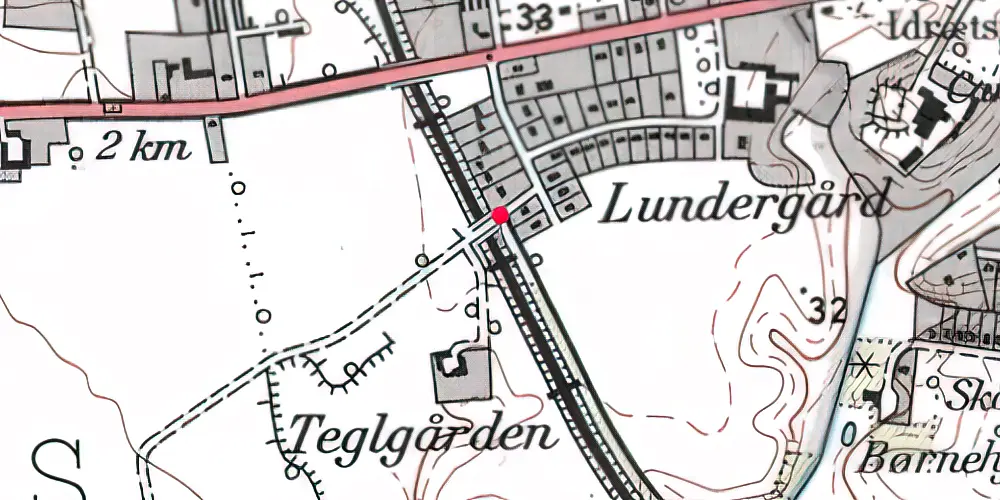 Historisk kort over Teglgårdsvej Trinbræt