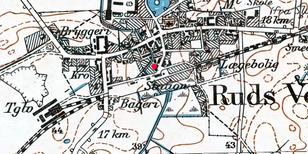 Historisk kort over Ruds Vedby Trinbræt