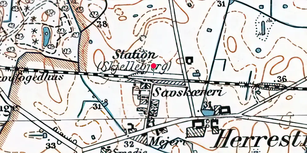Historisk kort over Skellebjerg Trinbræt