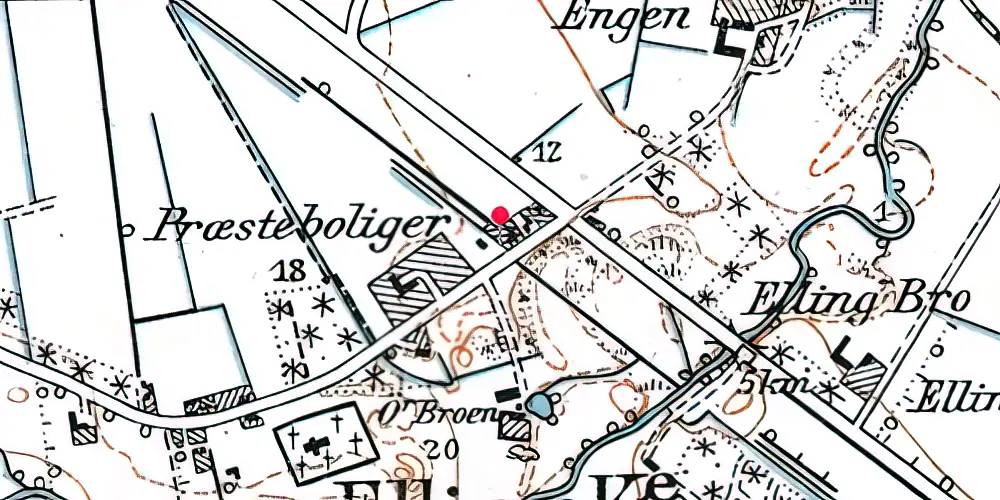 Historisk kort over Elling Nordjylland Holdeplads [1890-1924]