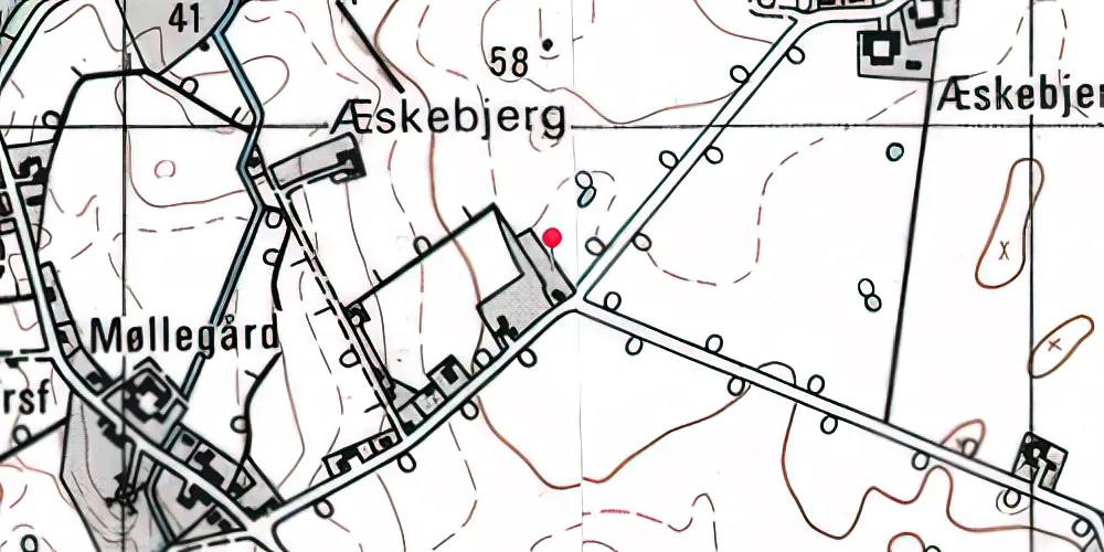 Historisk kort over Askov Huse Trinbræt med Sidespor