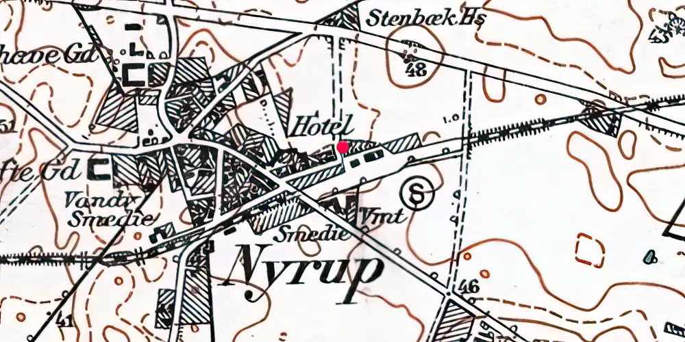 Historisk kort over Nyrup Trinbræt