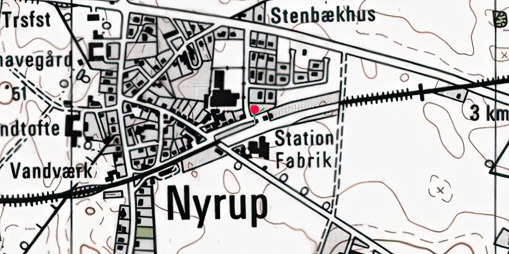 Historisk kort over Nyrup Trinbræt