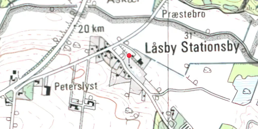 Historisk kort over Låsby Station