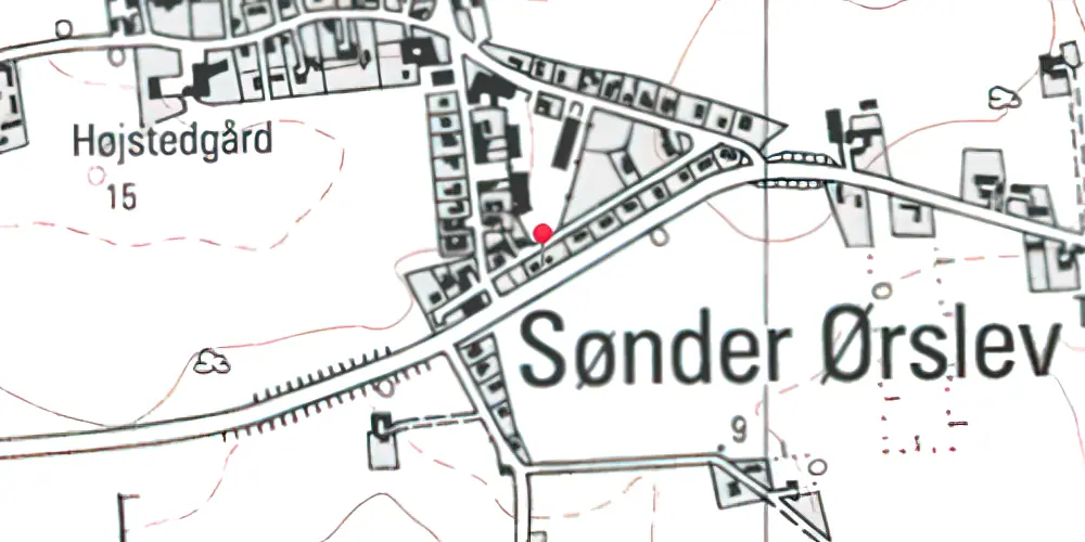 Historisk kort over Sønder Ørslev Station