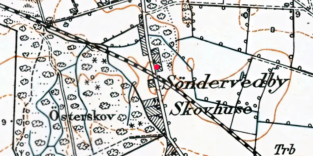 Historisk kort over Sønder Vedby Trinbræt