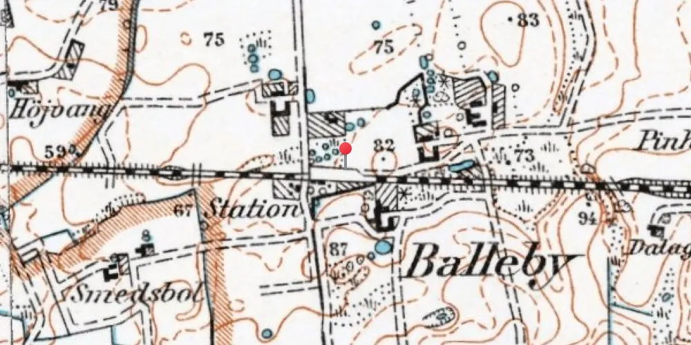 Historisk kort over Balleby Trinbræt