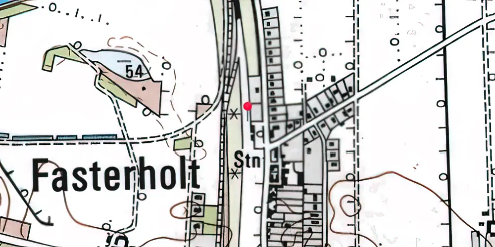 Historisk kort over Fasterholt Trinbræt med Sidespor