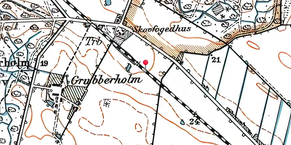 Historisk kort over Grubberholm Trinbræt