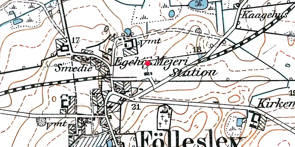 Historisk kort over Føllenslev Station
