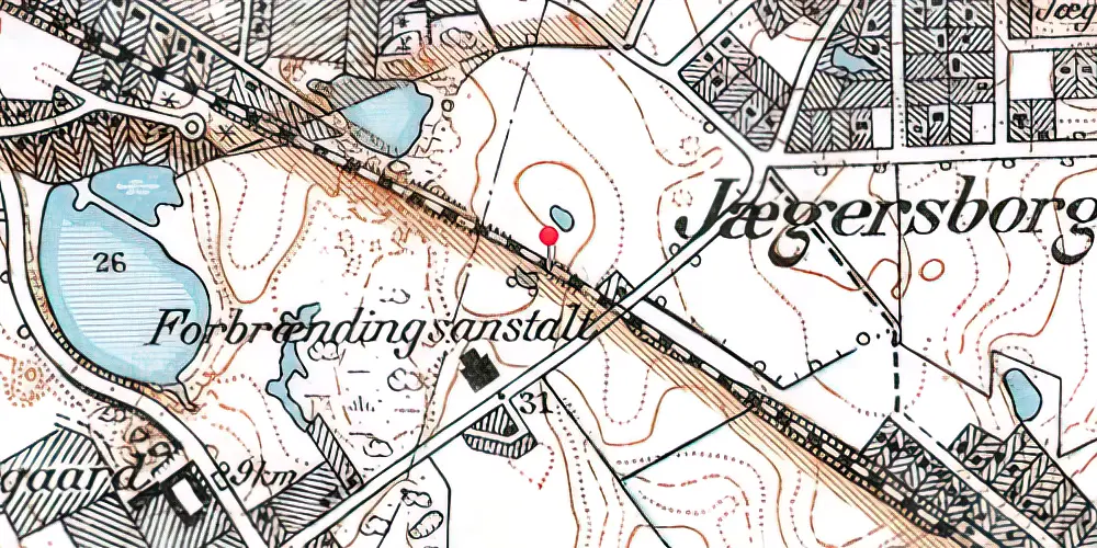 Historisk kort over Jægersborg S-togstrinbræt