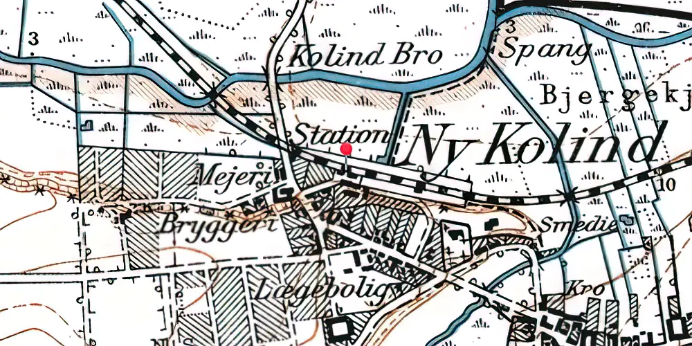 Historisk kort over Kolind Station
