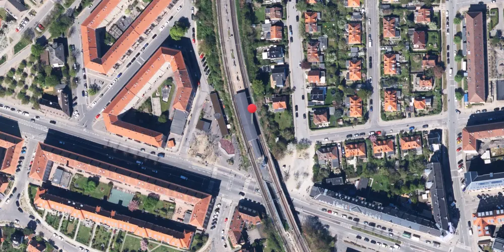Historisk kort over Langgade S-togstrinbræt