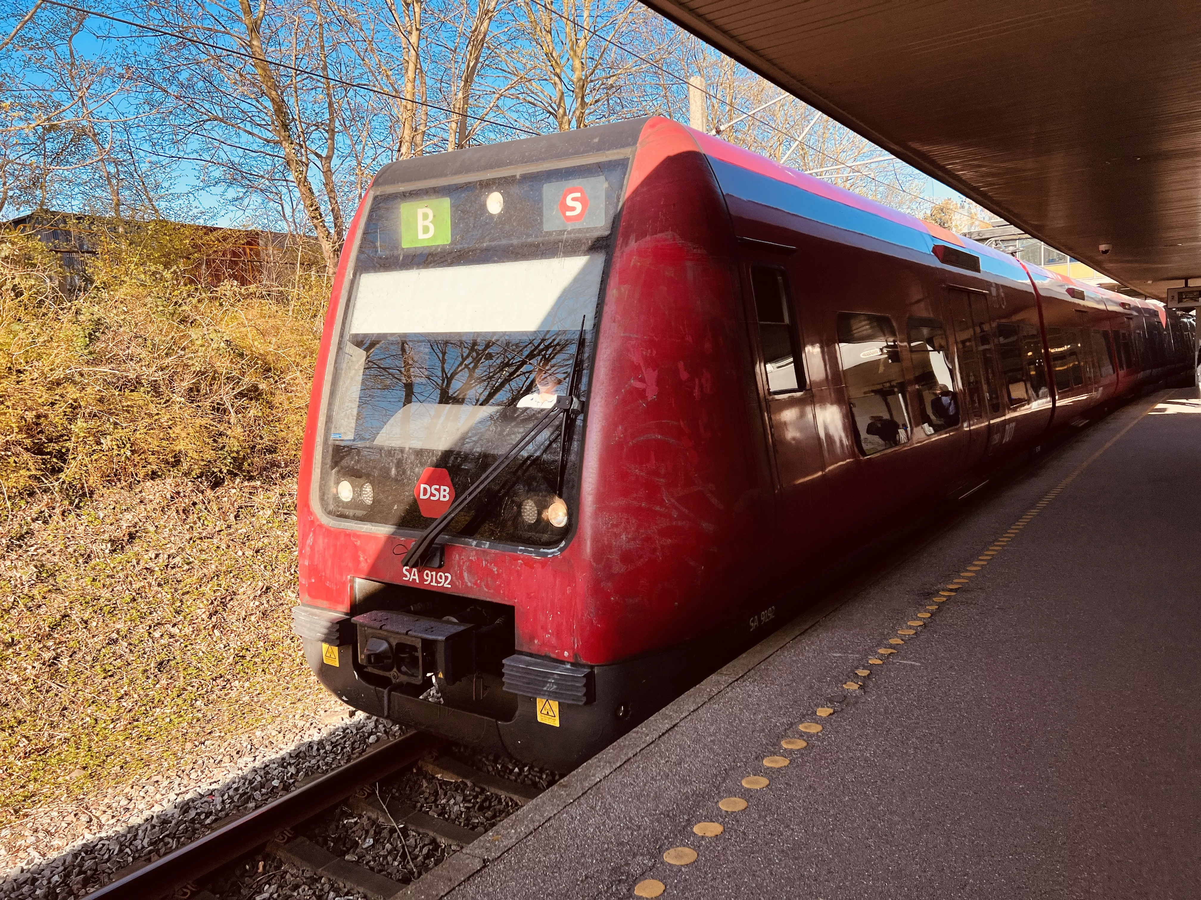 Billede af tog ud for Vangede S-togstrinbræt.