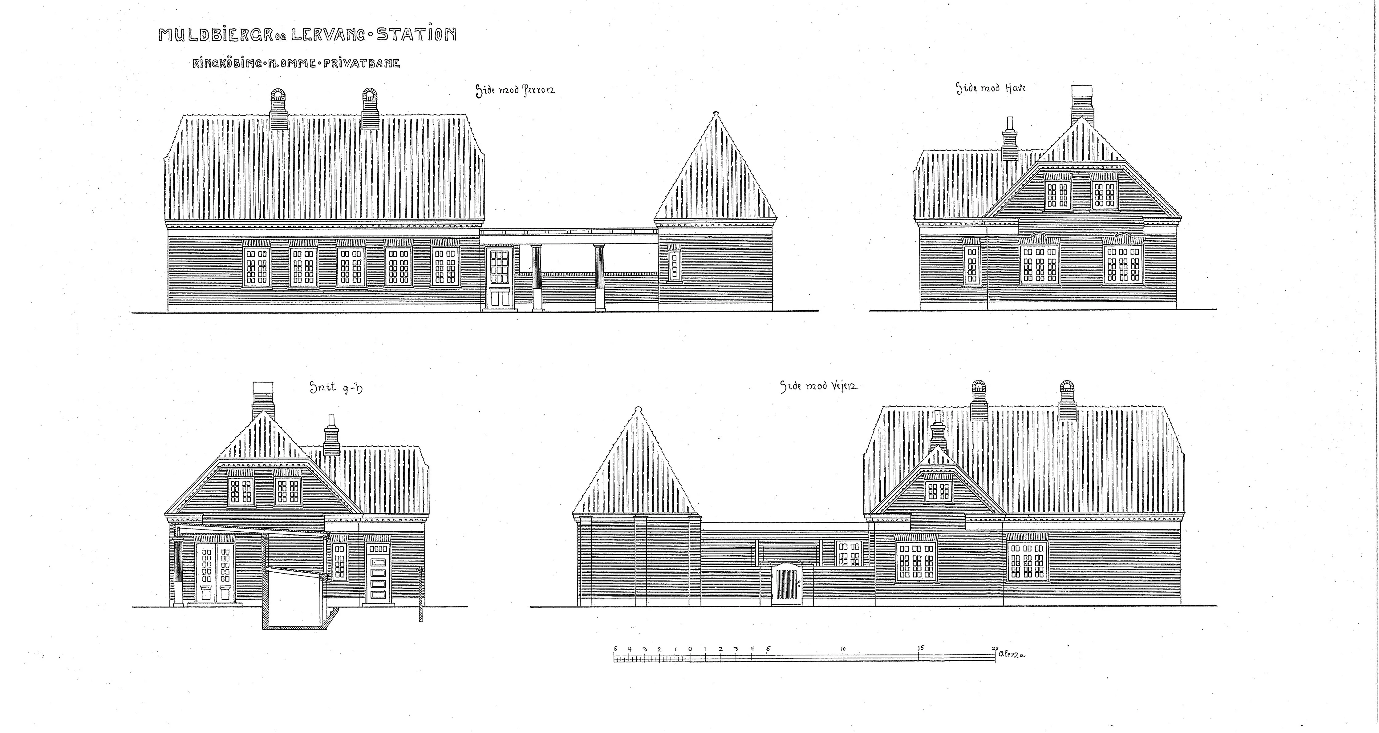 Tegning af Muldbjerg Station.
