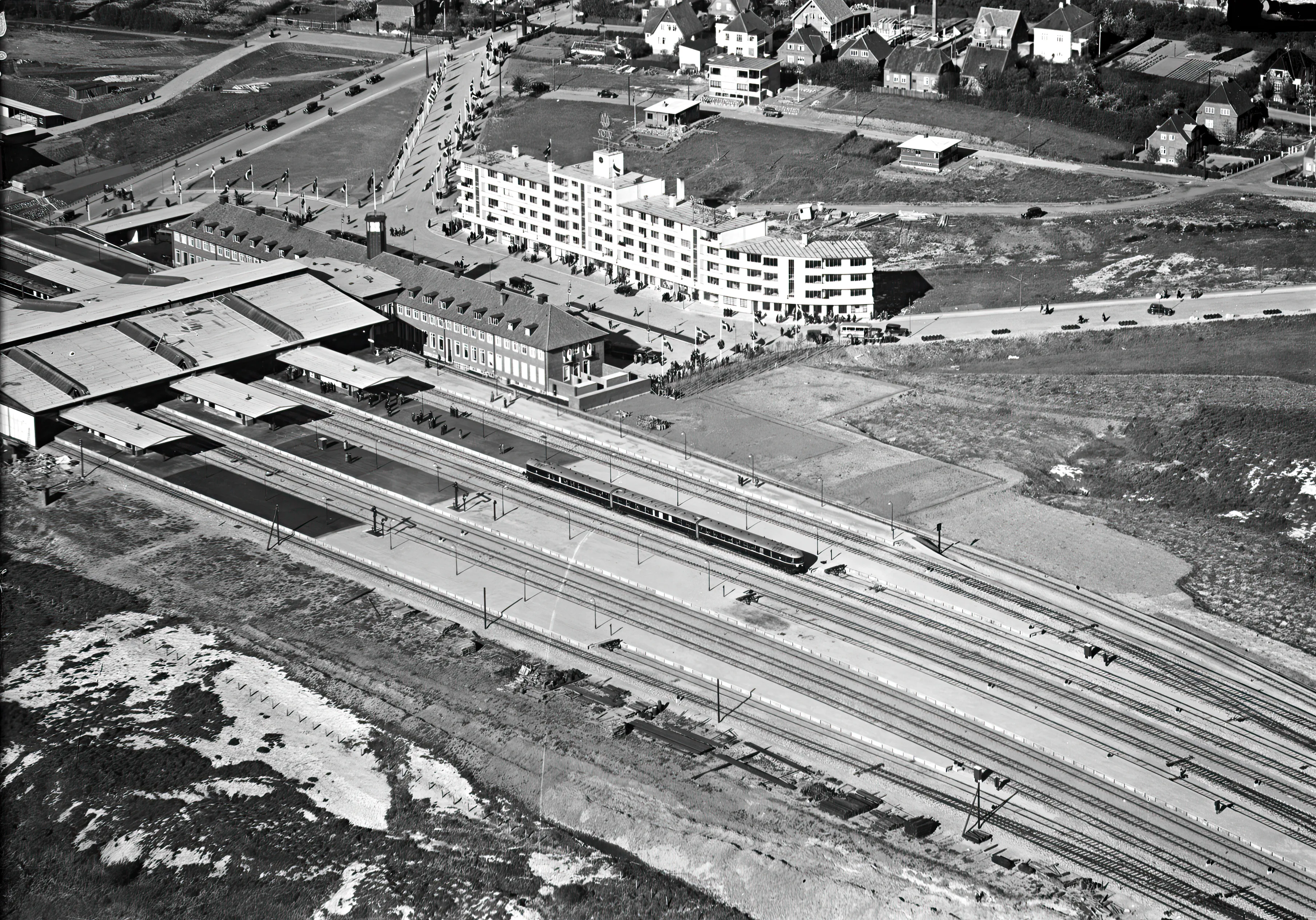 Billede af Fredericia Banegård ved åbningen den 14. maj 1935.