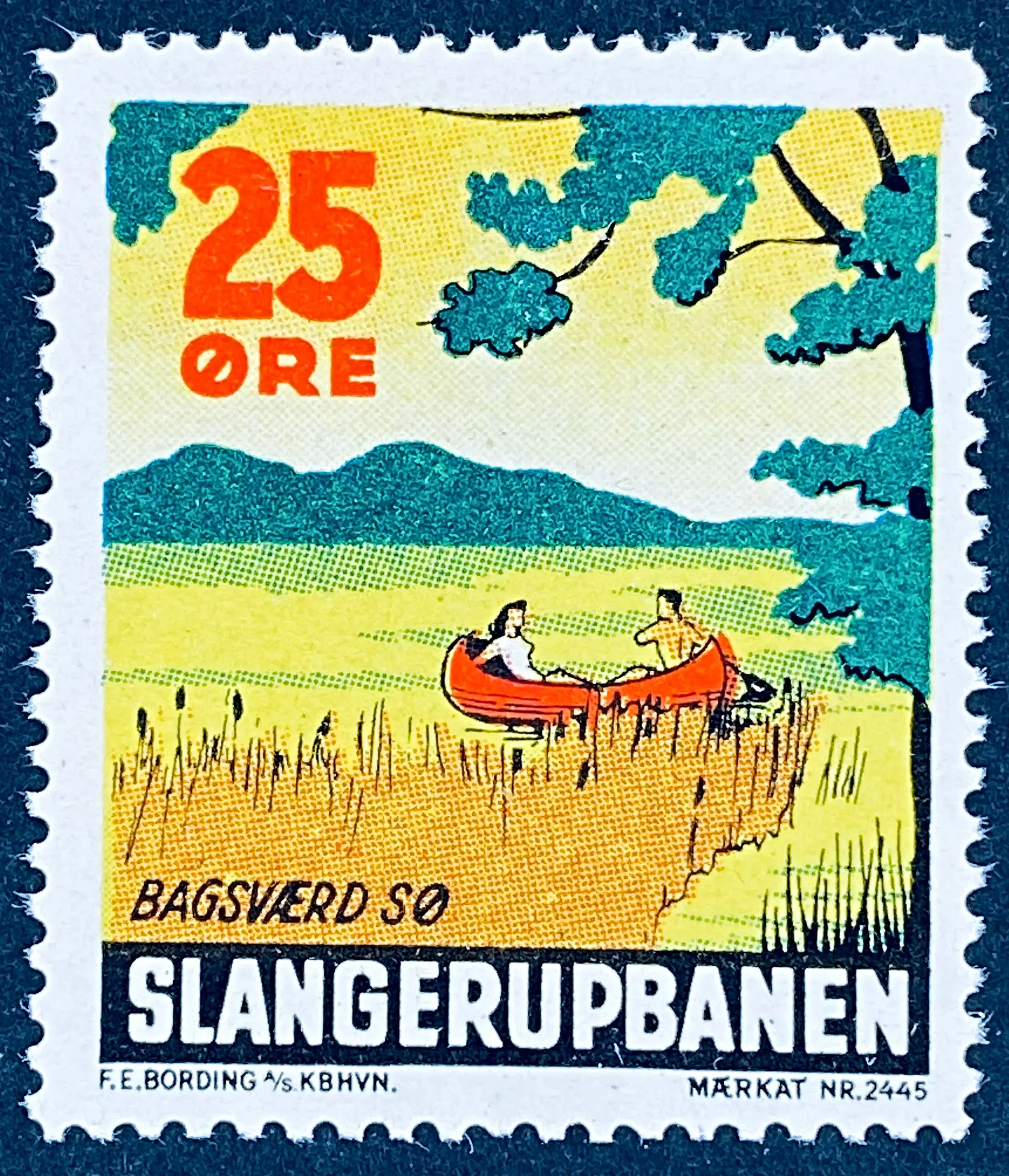 KSB 39 - 25 Øre Motiv: Bagsværd sø - Flerfarvet - trykkeri: F. E. Bording med mærke nummer: 2445.