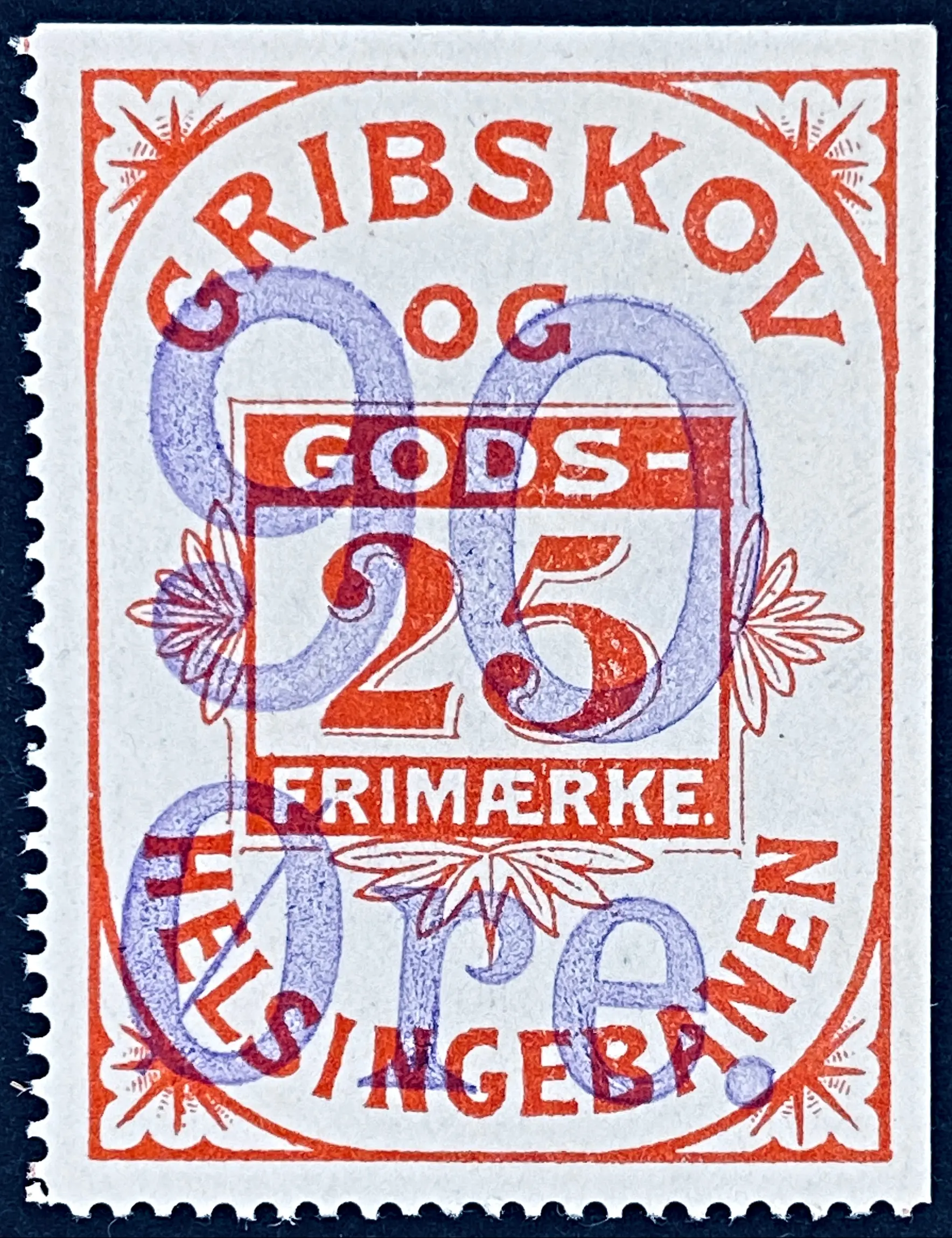 GDS 7 - Provisorium (overtryk) 90 Øre på 25 Øre - Rød.