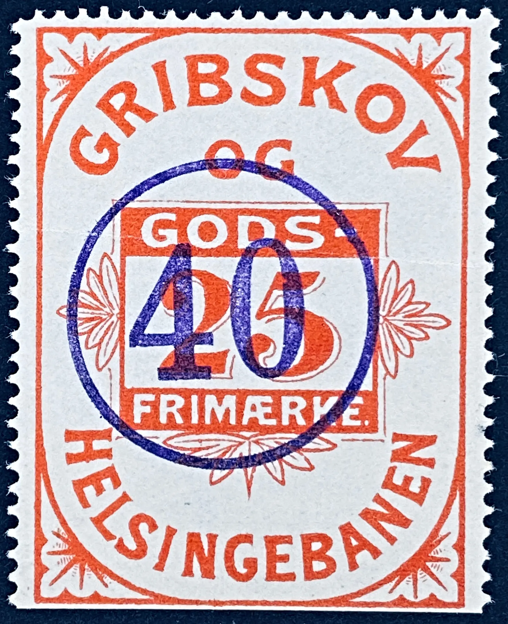 GDS 9 - Provisorium (overtryk) 40 Øre på 25 Øre - Rød.