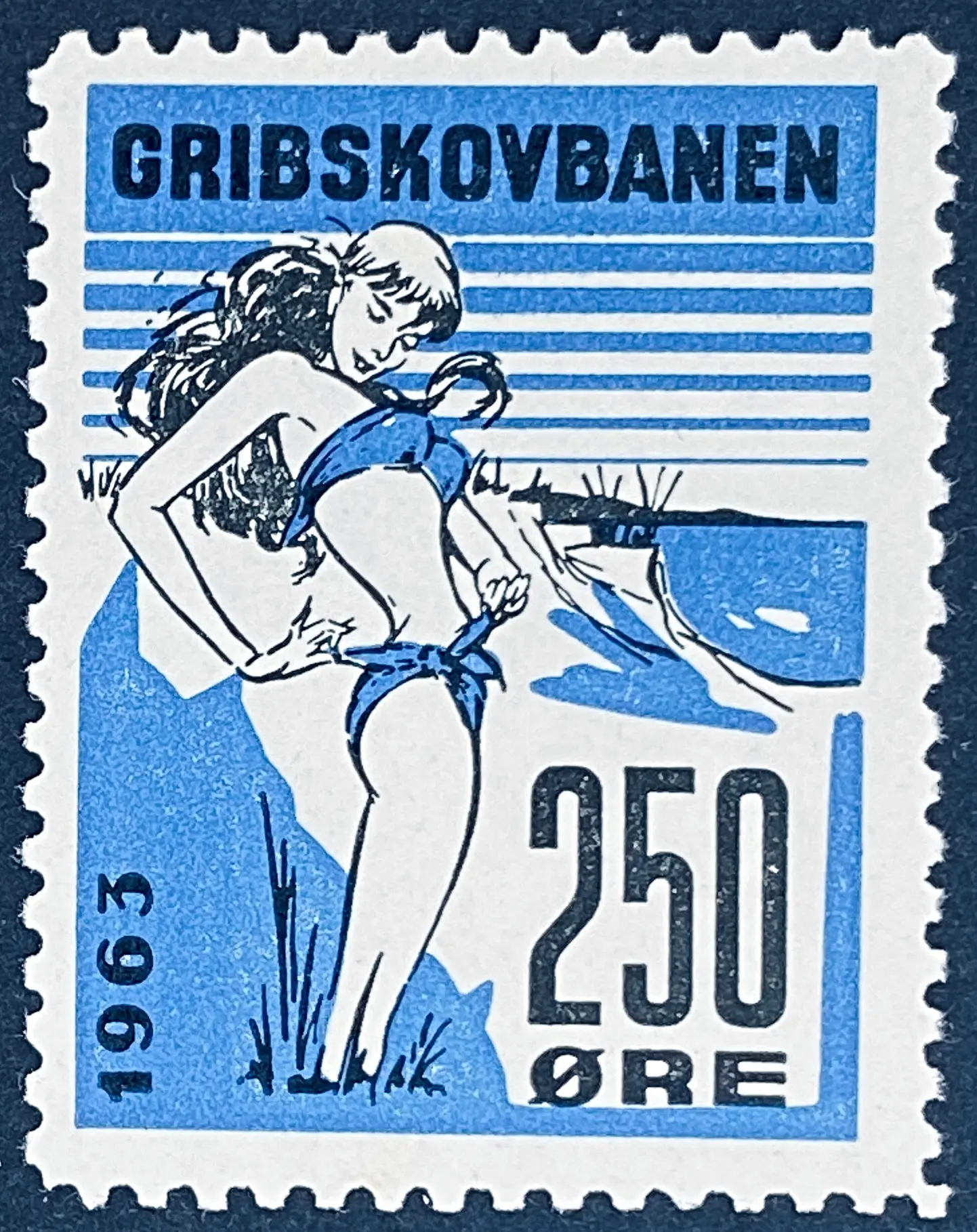 GDS 77 - 250 Øre Motiv: Badepige - Sort og Blå.