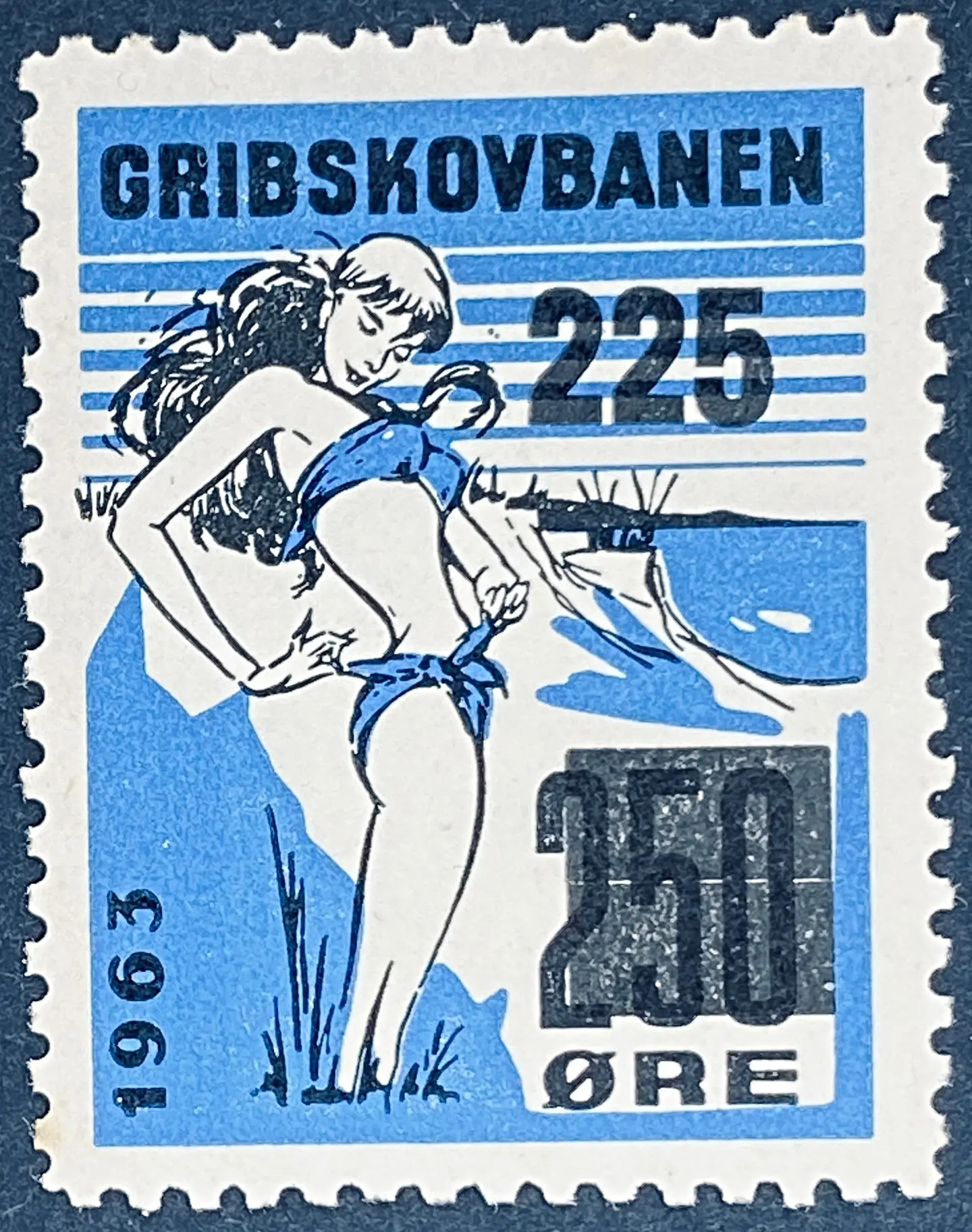 GDS 81 - Provisorium (overtryk) 225 Øre sort på 250 Øre Motiv: Badepige - Sort og Blå.