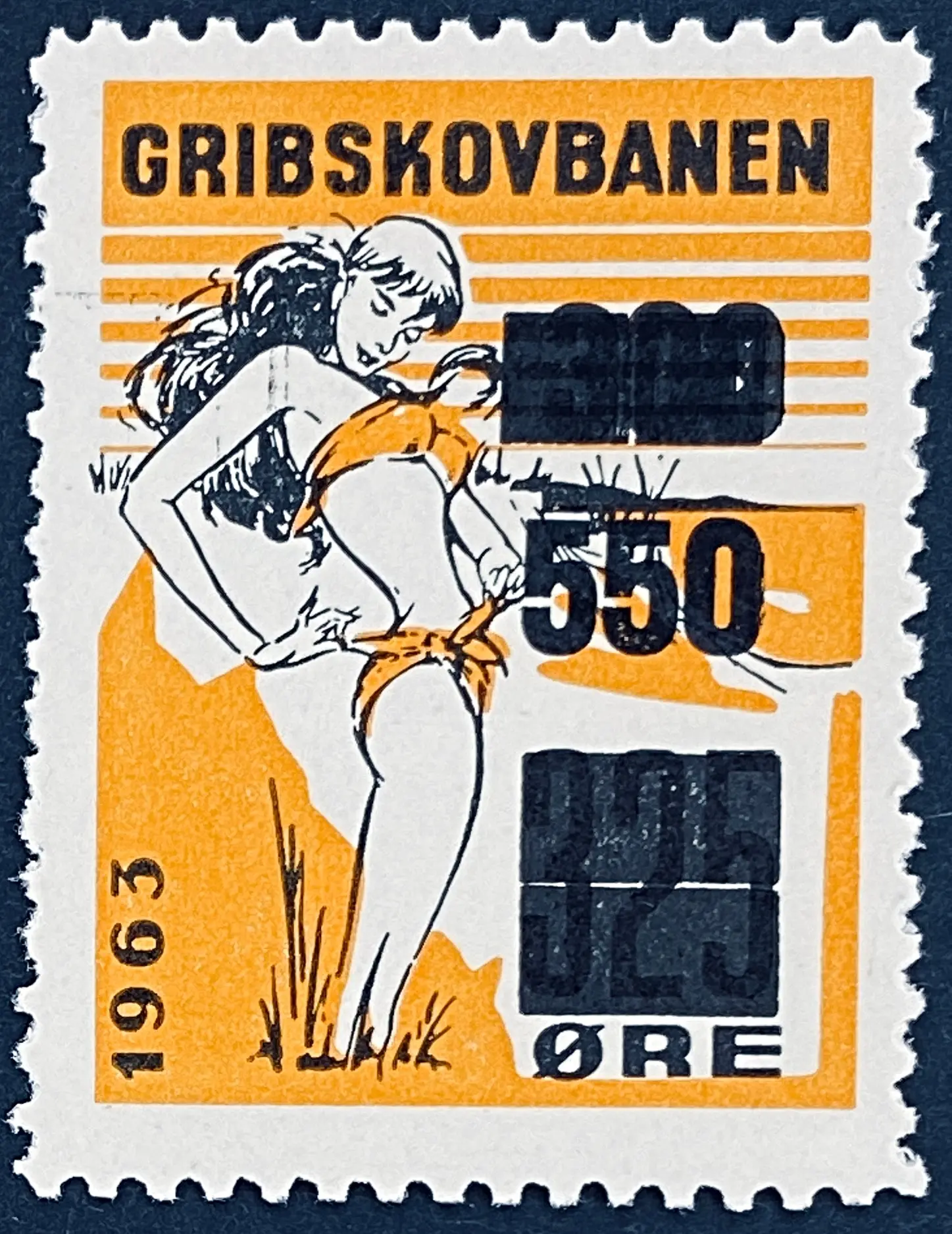 GDS 86 - Provisorium (overtryk) 550 Øre sort på 300 Øre sort på 325 Øre Motiv: Badepige - Sort og Orange.