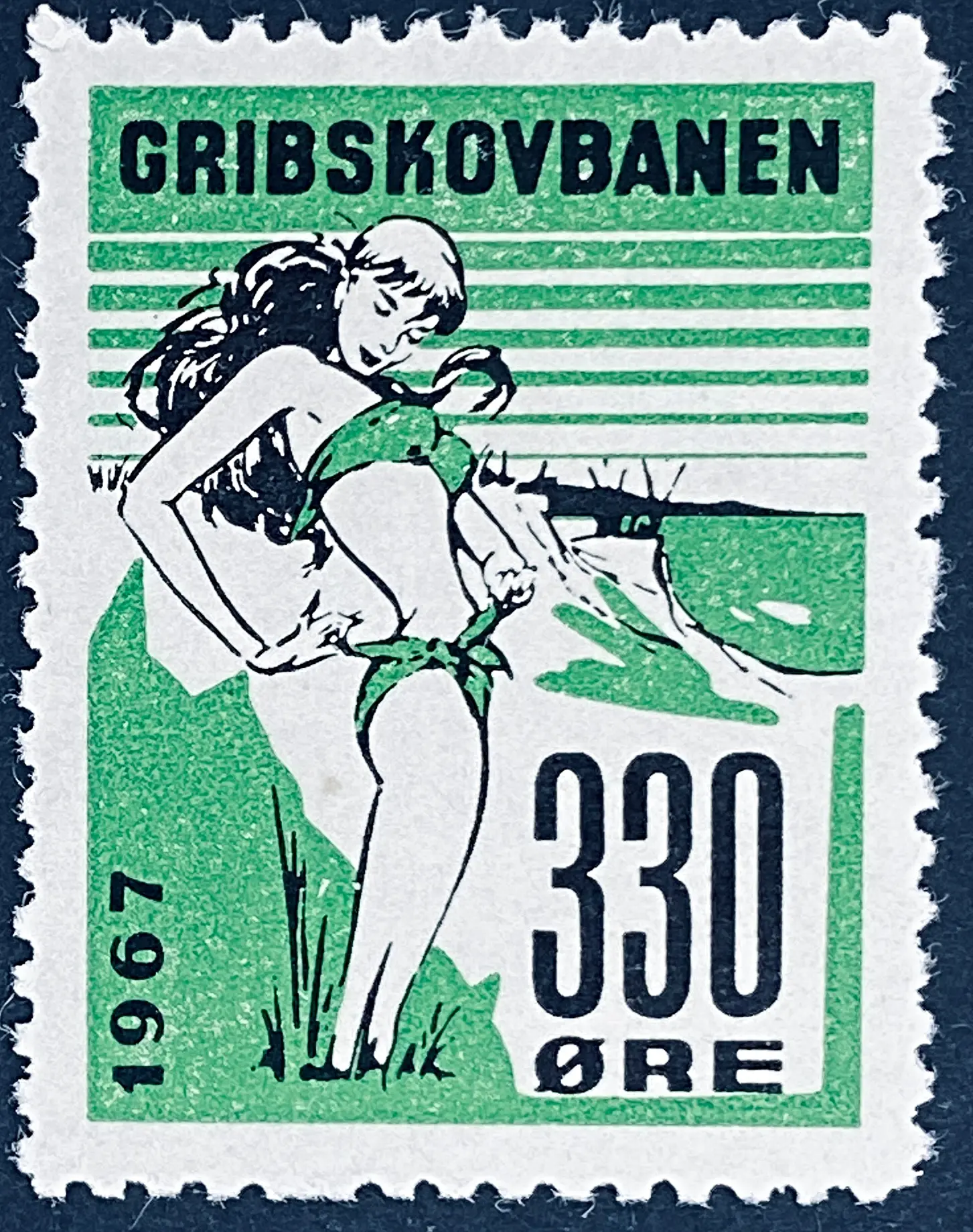 GDS 87 - 330 Øre Motiv: Badepige - Sort og Grøn.
