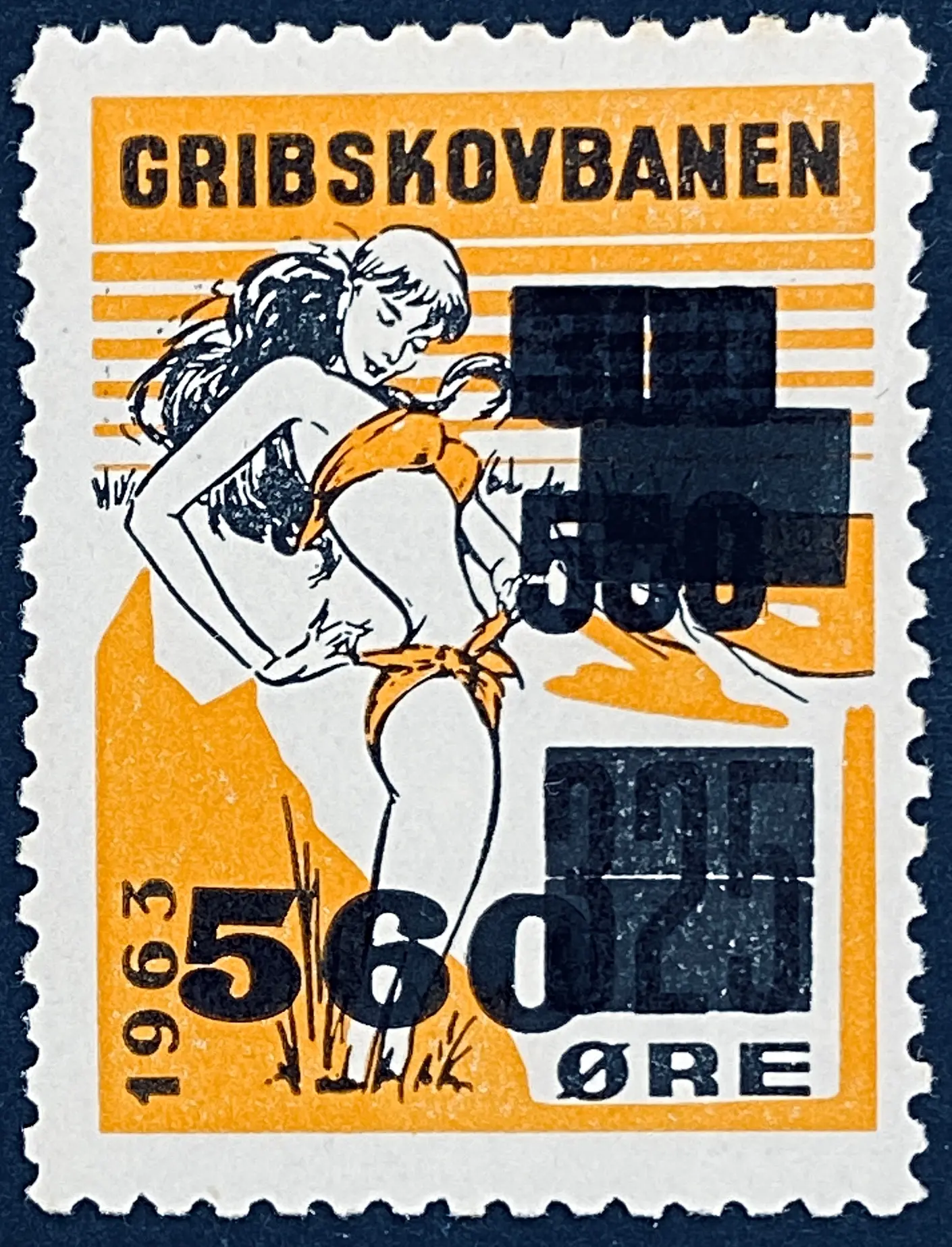 GDS 90 - Provisorium (overtryk) 560 Øre sort på 550 Øre sort på 300 Øre sort på 325 Øre Motiv: Badepige - Sort og Orange.