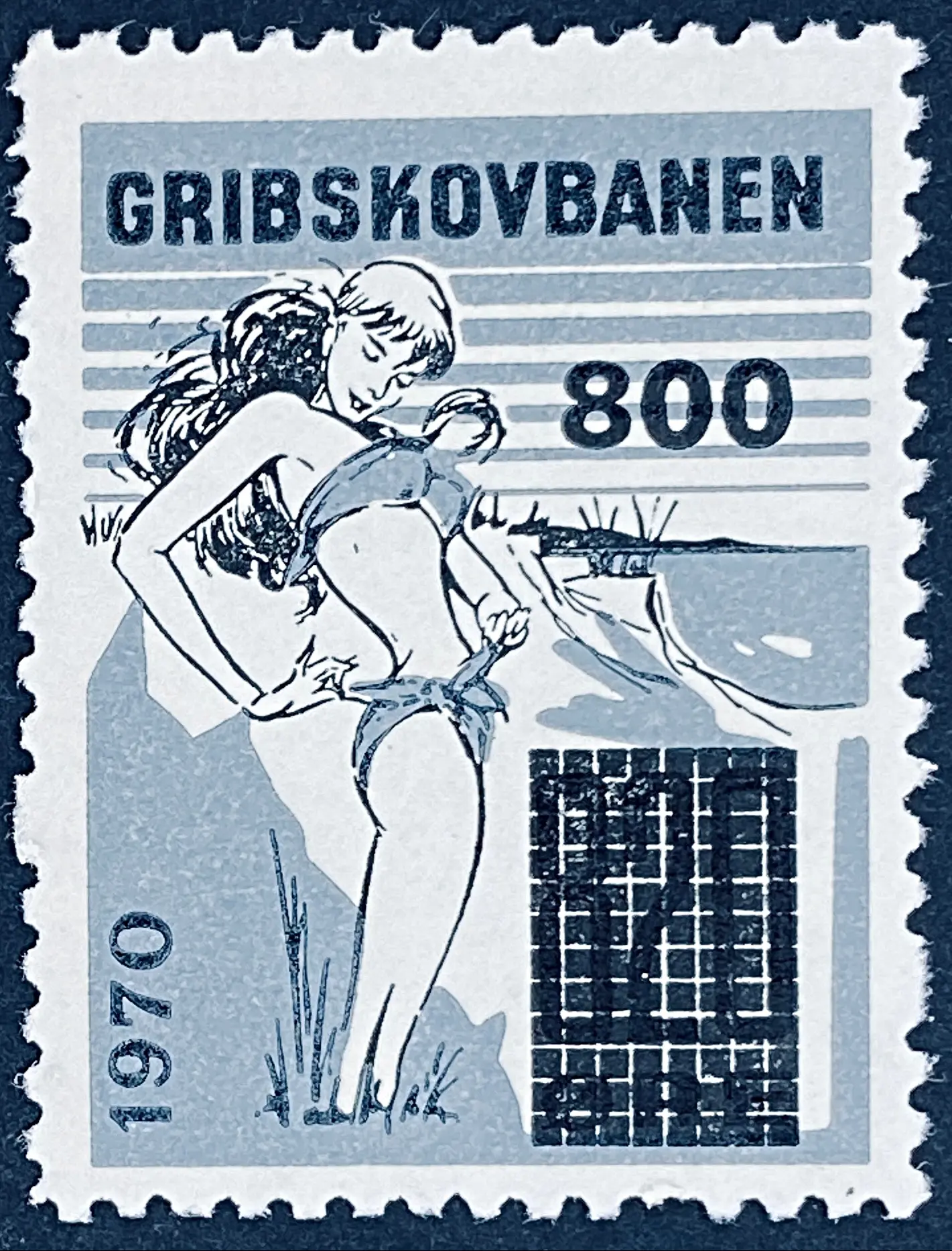 GDS 115 - Provisorium (overtryk) 800 Øre på 820 Øre Motiv: Badepige - Sort og Grå.