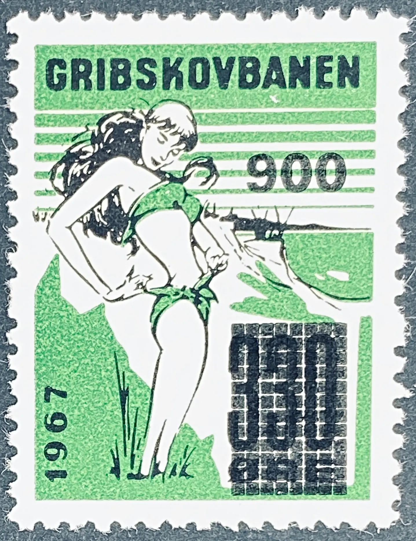 GDS 116 - Provisorium (overtryk) 900 Øre på 330 Øre Motiv: Badepige - Sort og Grøn.