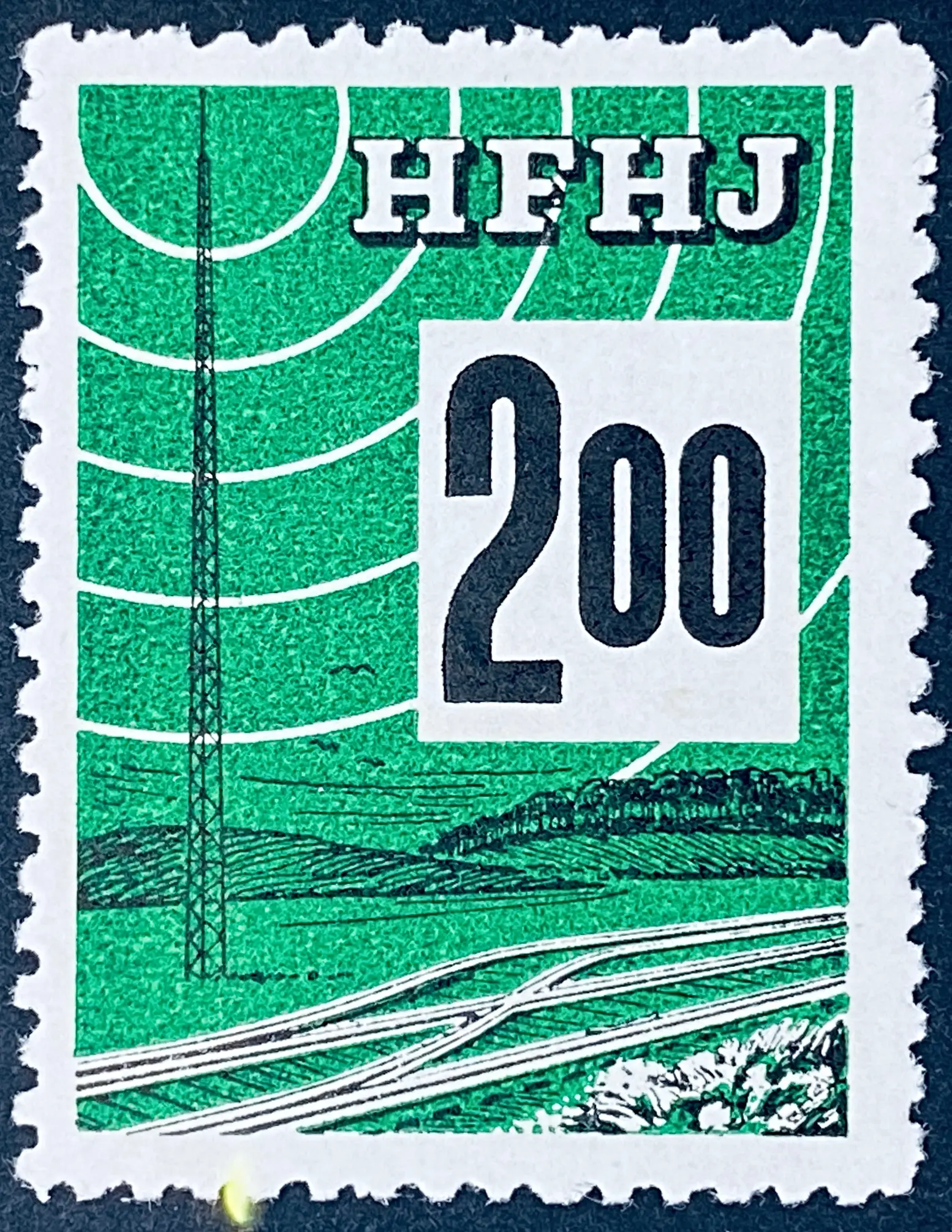HFHJ 124A - 2<sup>00</sup> Kroner Motiv: Radiomast - Mørkegrøn.