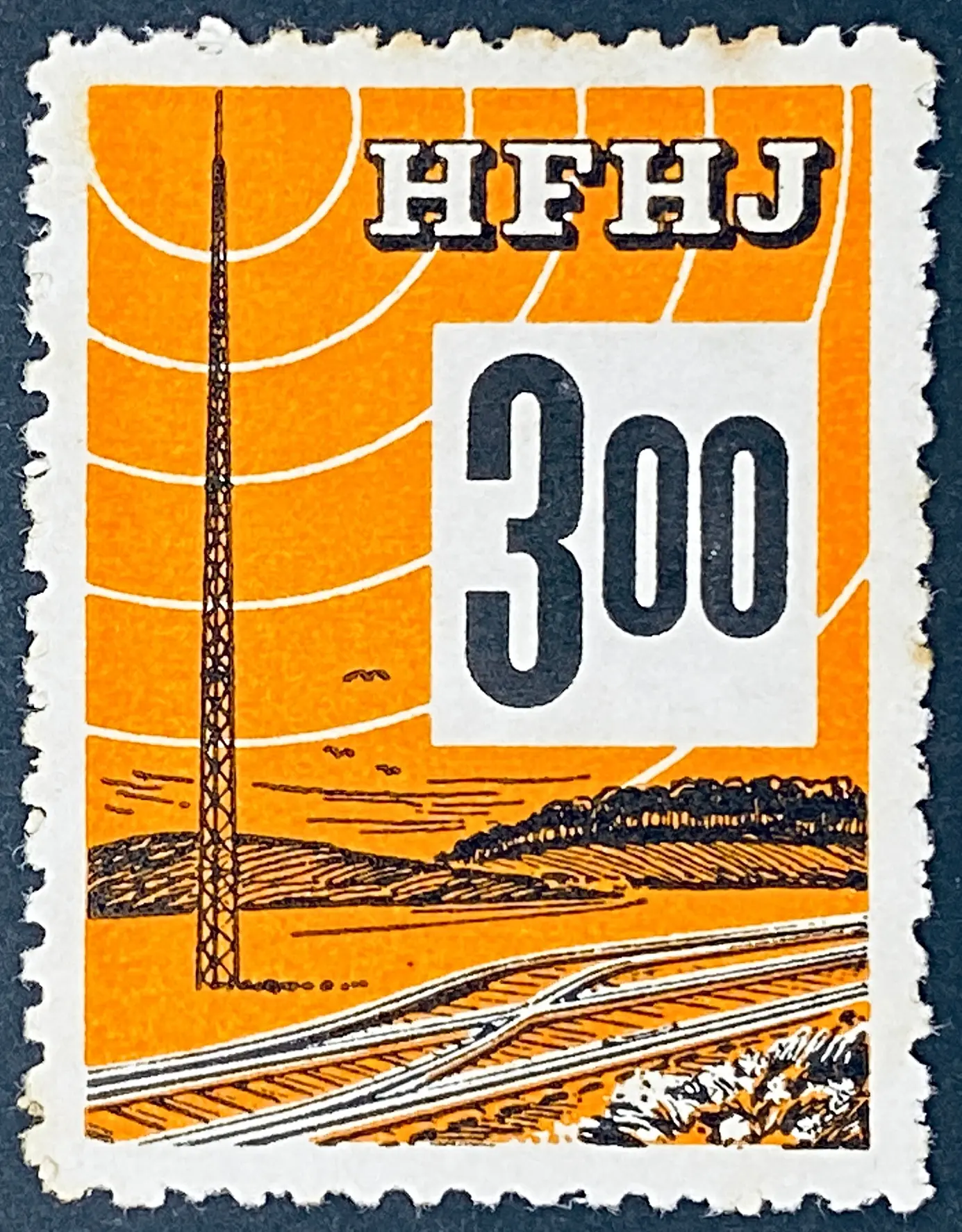 HFHJ 126A - 3<sup>00</sup> Kroner Motiv: Radiomast - Mørkorange.