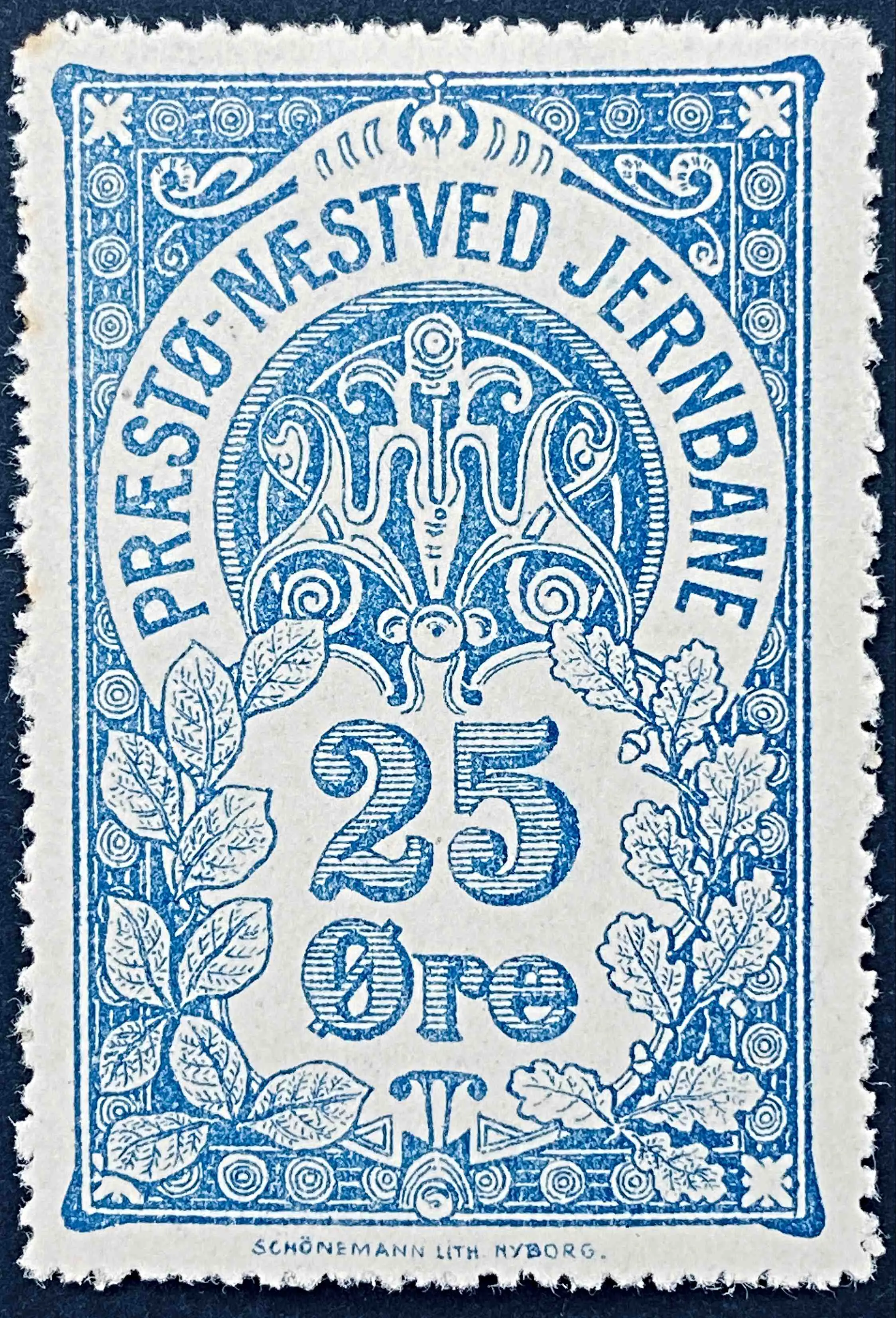 PNJ 5 - 25 Øre - Blå - trykkeri: Schønemann Lith. Nyborg.