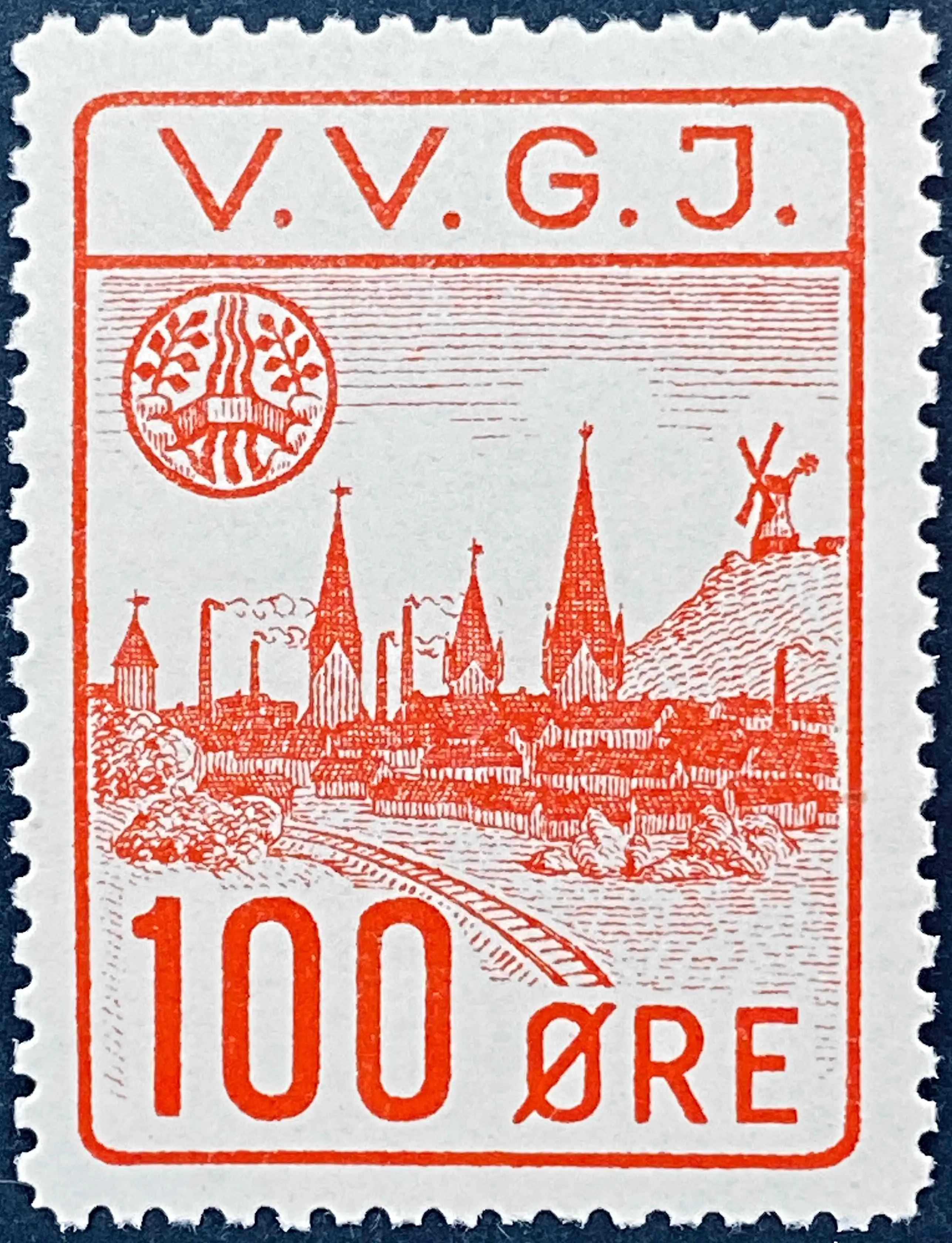 VVGJ 31 - 100 Øre Motiv: Vejle tårne - Rød.