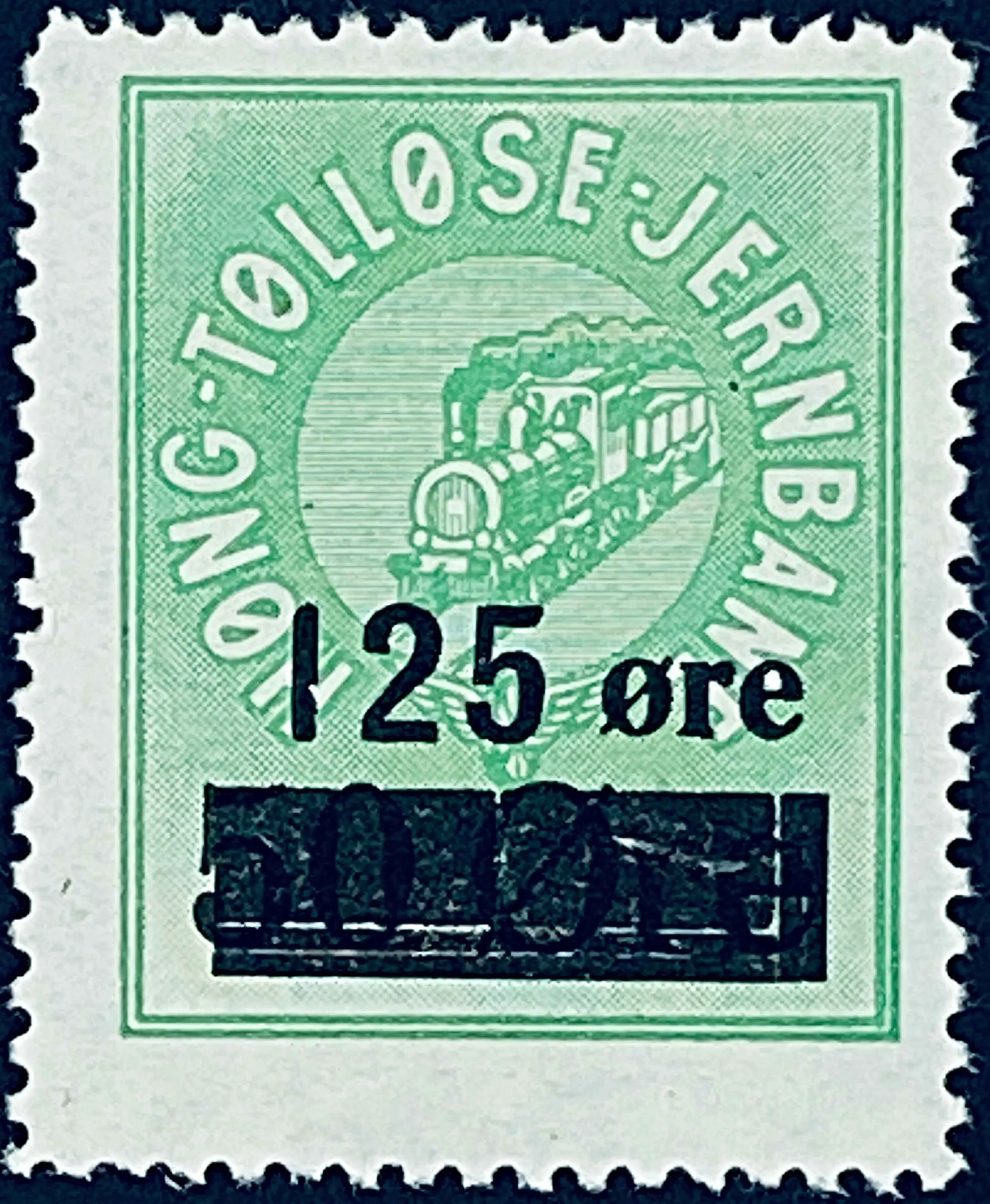 HTJ 32A - Provisorium (overtryk) 125 Øre sort bogtryk på 50 Øre - Grøn.