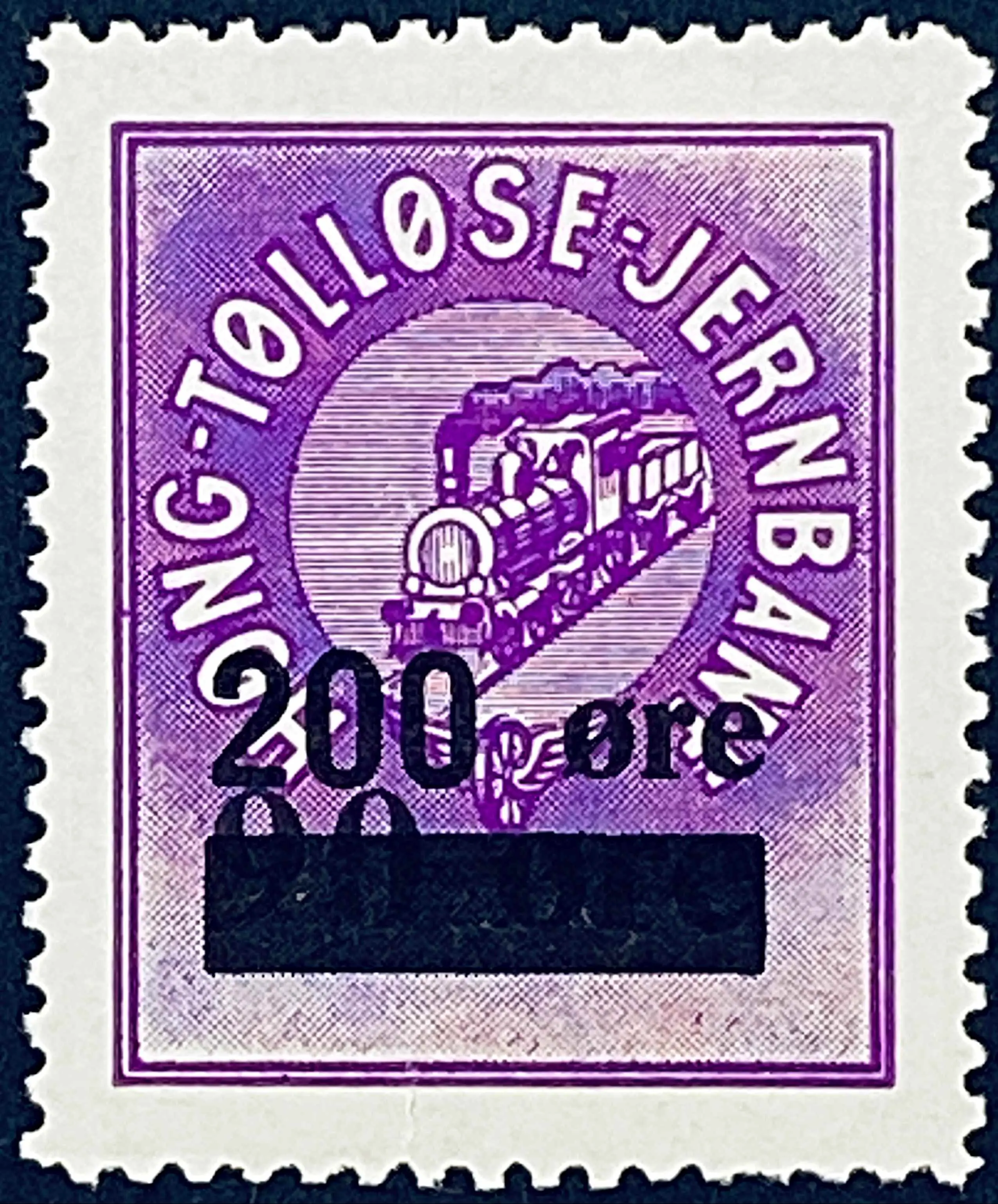 HTJ 35 - Provisorium (overtryk) 200 Øre sort bogtryk på 90 Øre - Violet.