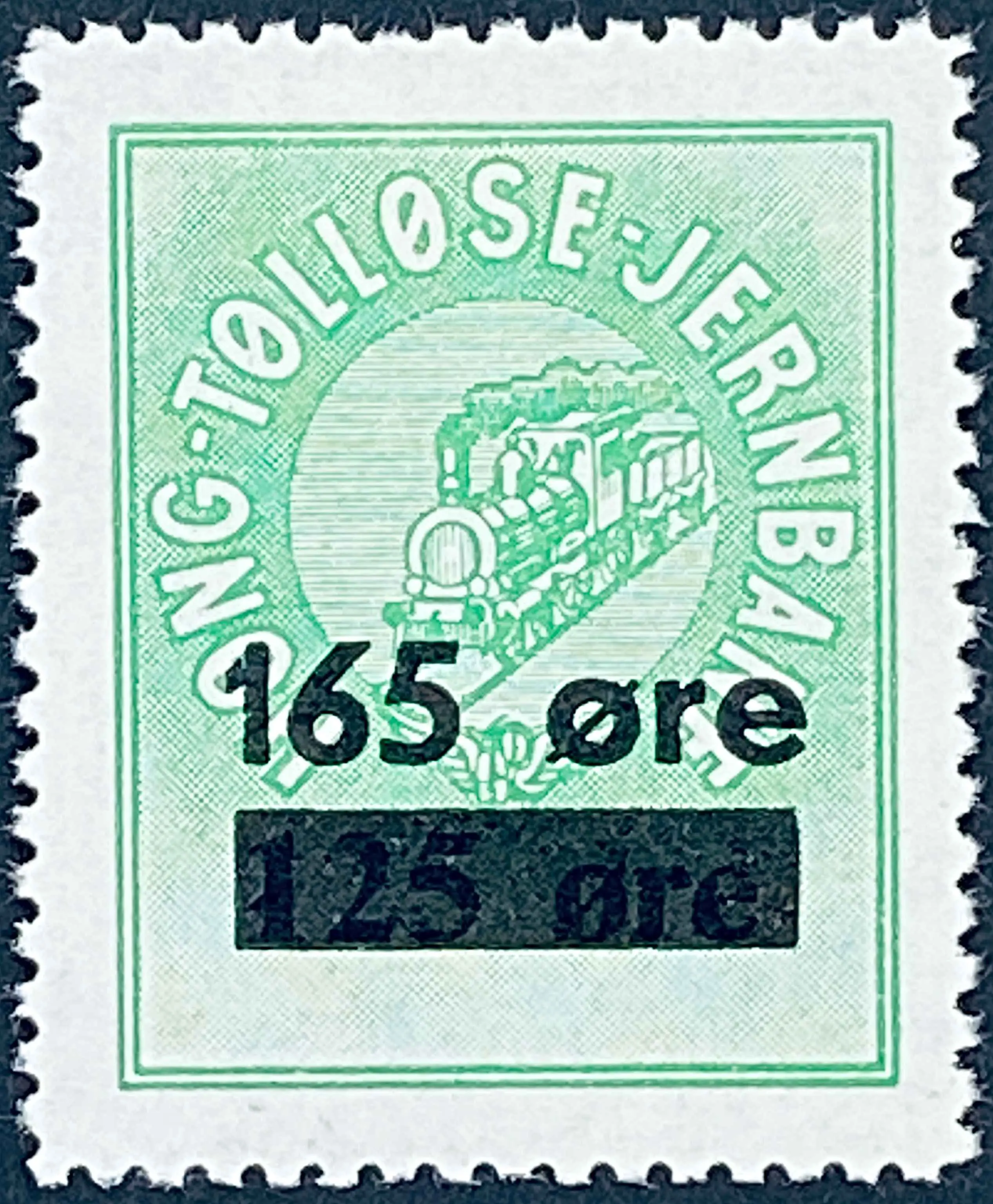 HTJ 42 - Provisorium (overtryk) 165 Øre sort bogtryk på 125 Øre - Grøn.