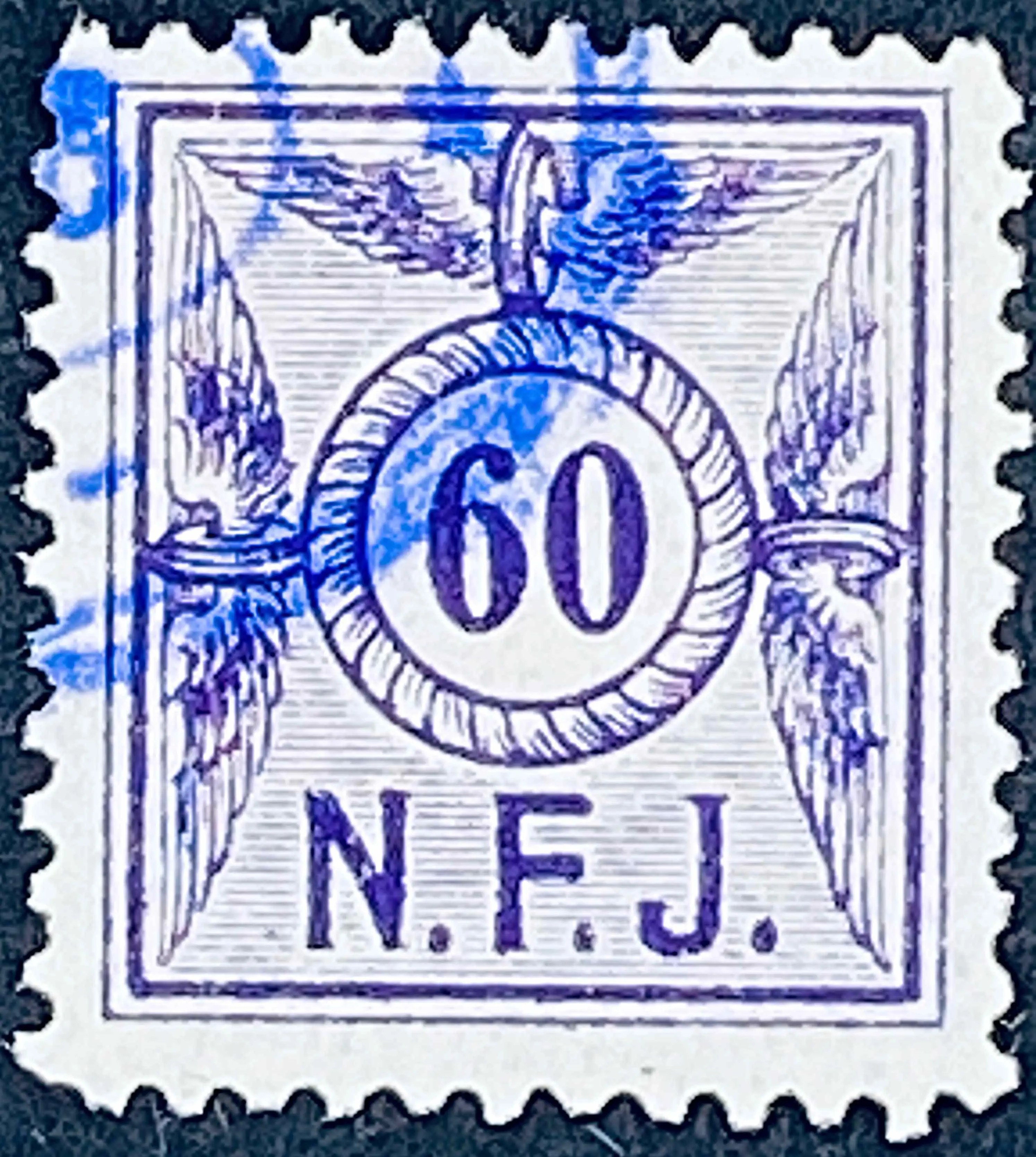 NFJ F6 - 60 Øre - Violet - banemærket er stemplet.
