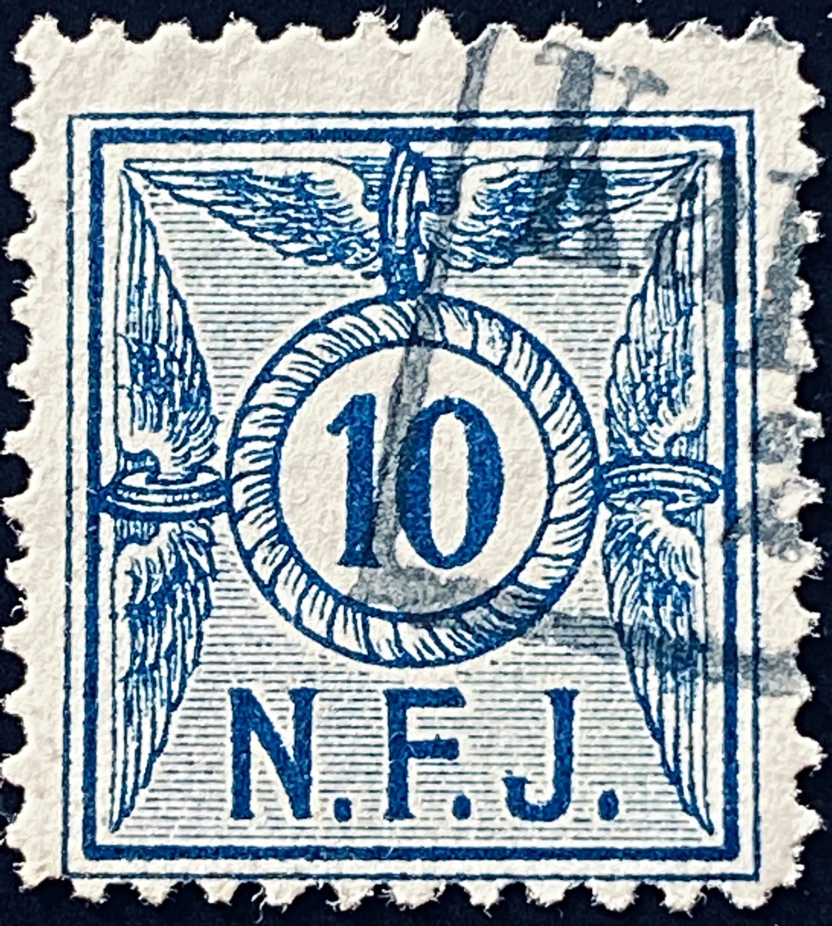 NFJ F2 - 10 Øre - Blå Nuance - stemplet på Kappendrup Station.