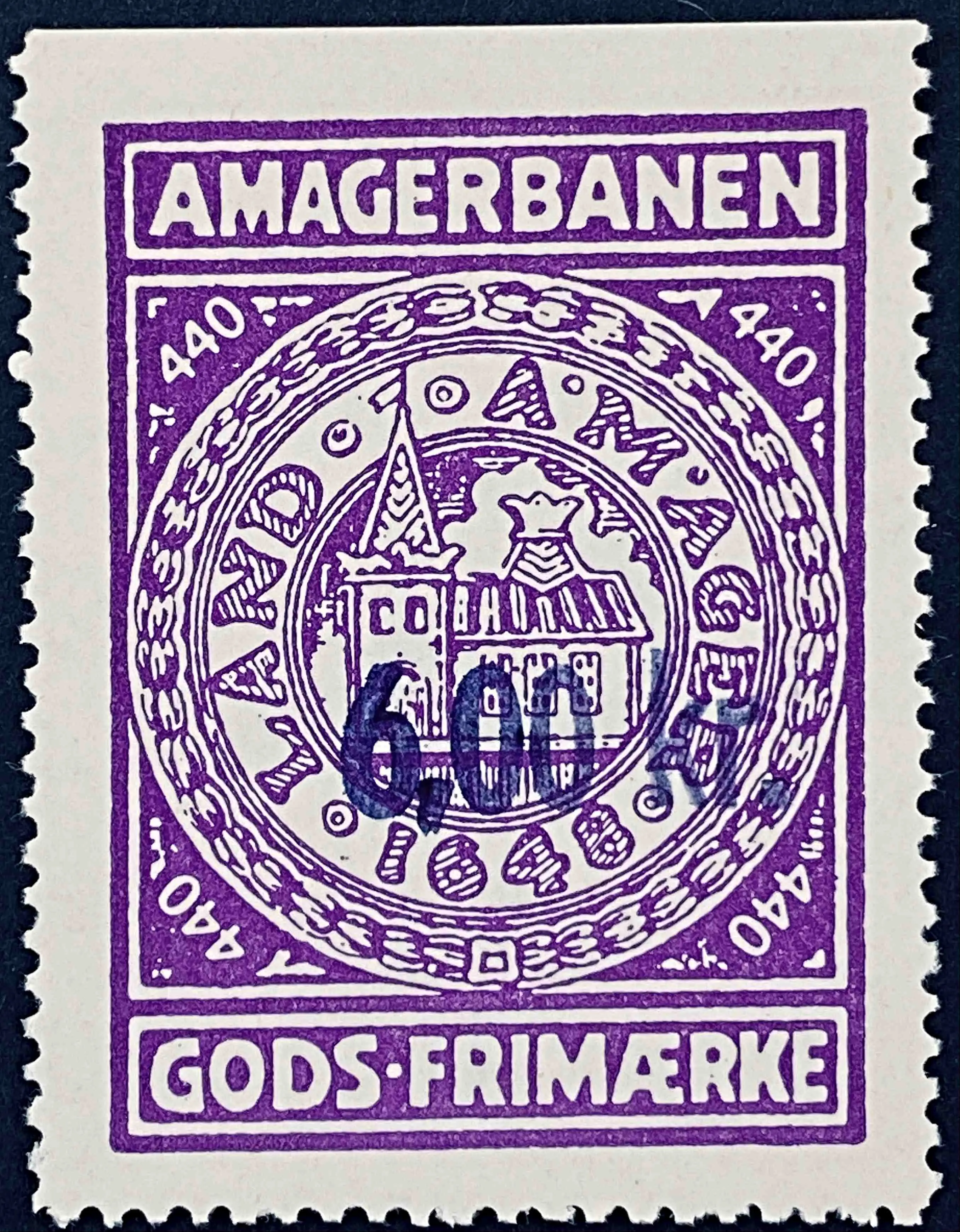 AB 75 - Provisorium (overtryk) 6,00 kr på 440 Øre - Violet.