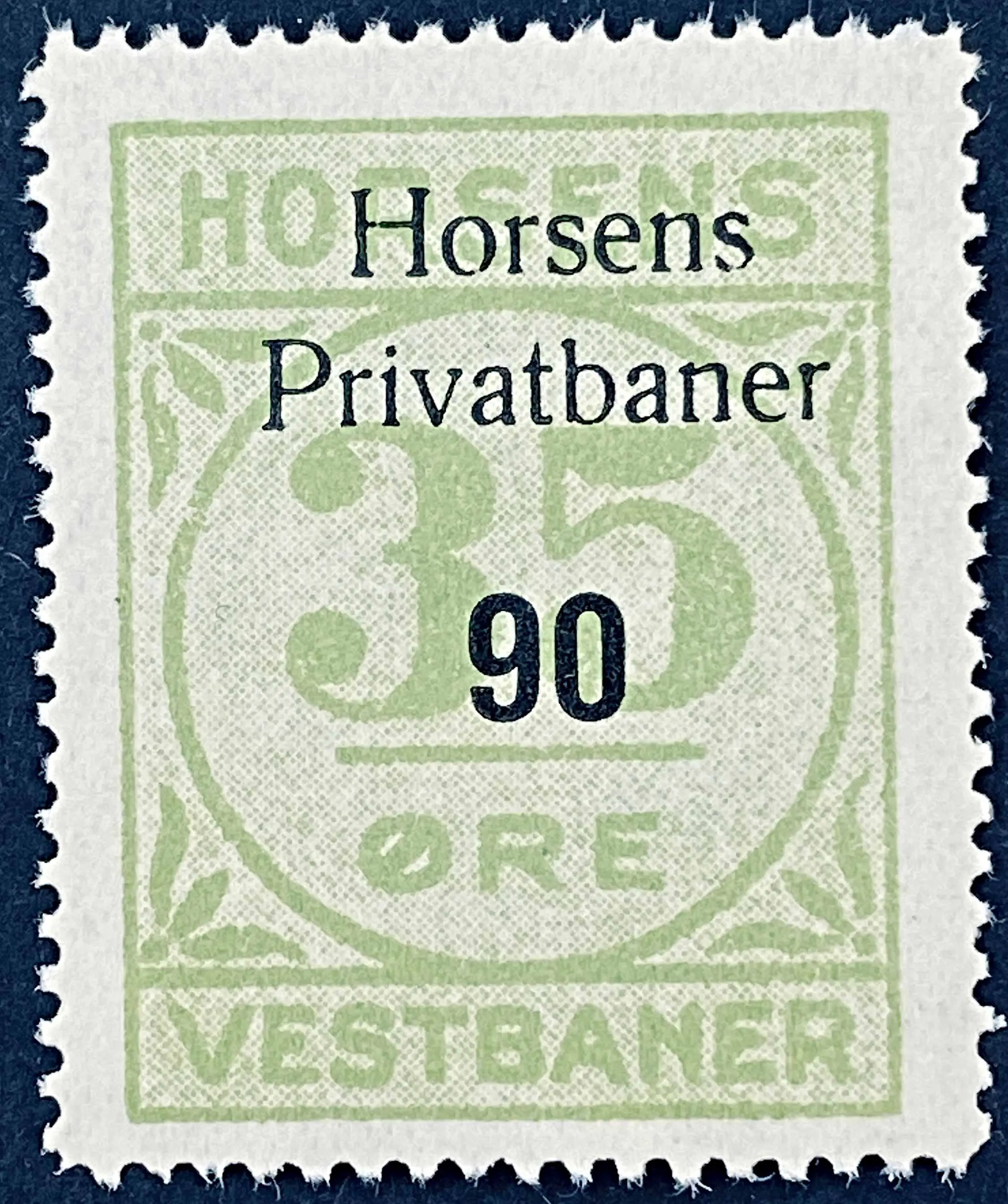 HP 33 - Provisorium (overtryk) 90 Øre sort bogtryk på 35 Øre - Lysegrøn nuance.